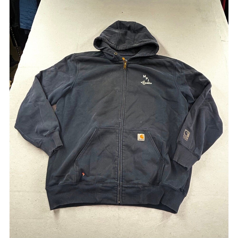 Carhartt Rain Defender Full Zip Hoodie Sweatshirt Mens XL Navy Blue 100614 472